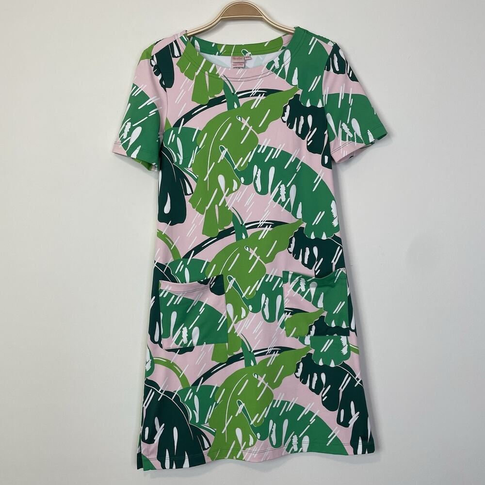 Persifor Carter Dress XS Beverly Hills Banana Leaf‎ Pink Green Vacation Resort
